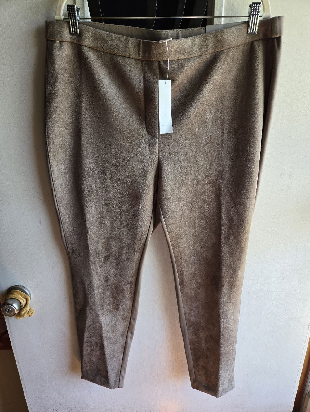 Chico's Suede-Look Slim Trousers in Taupe NWT